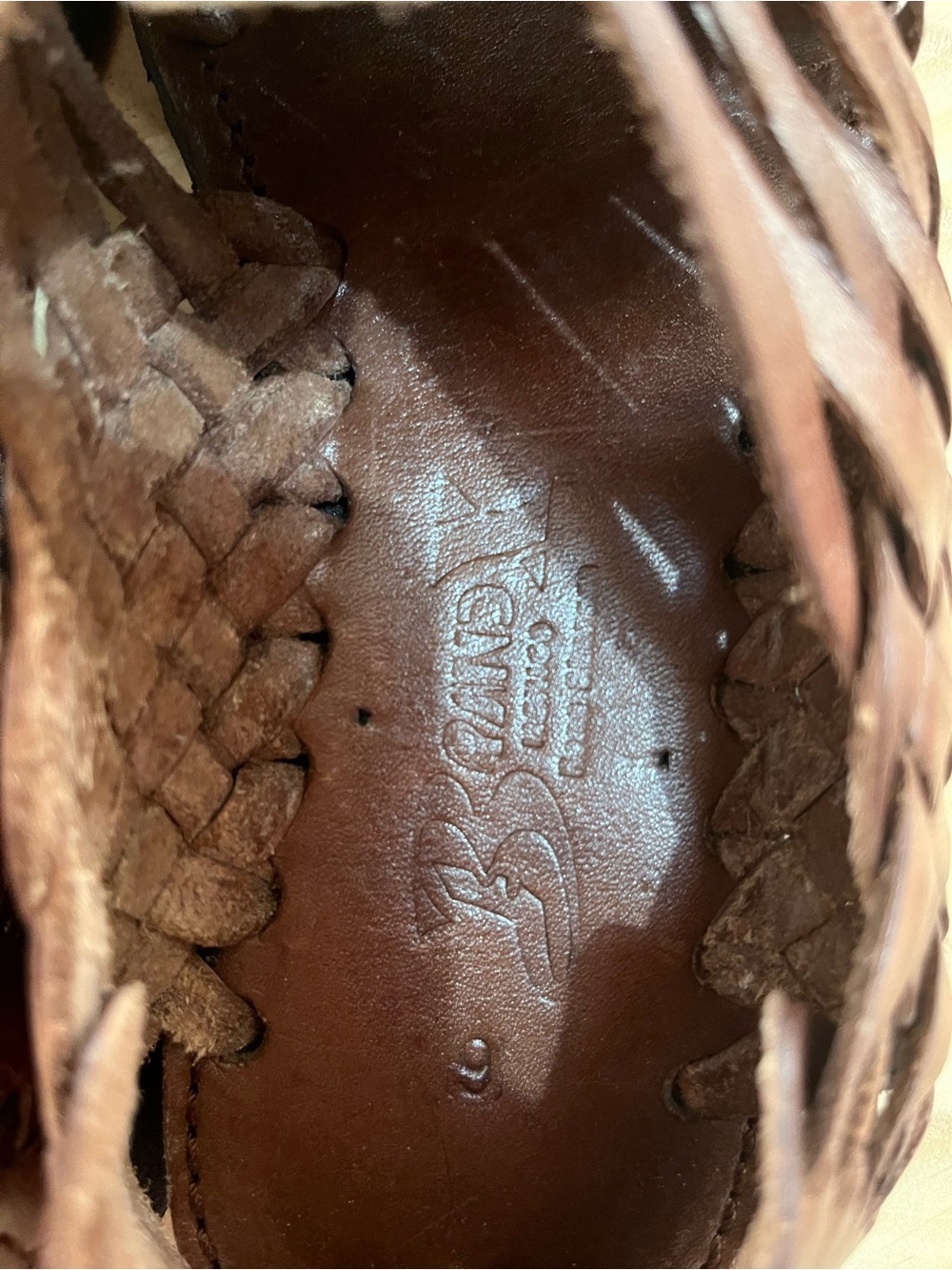 Womens huarache Brand X Brown Woven Leather Mules with Slip-On Comfort - Picture 2 of 7